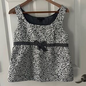 Behnaz Sarafpour Black and White Leaf Print Sleeveless Blouse